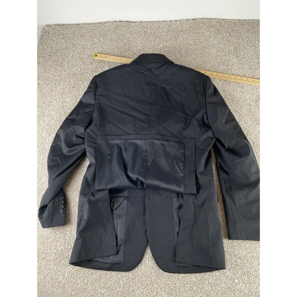 Jos A Bank Traveler Tech Blazer Black Men 40L Wool/Polyester Stretch Slim Preppy
